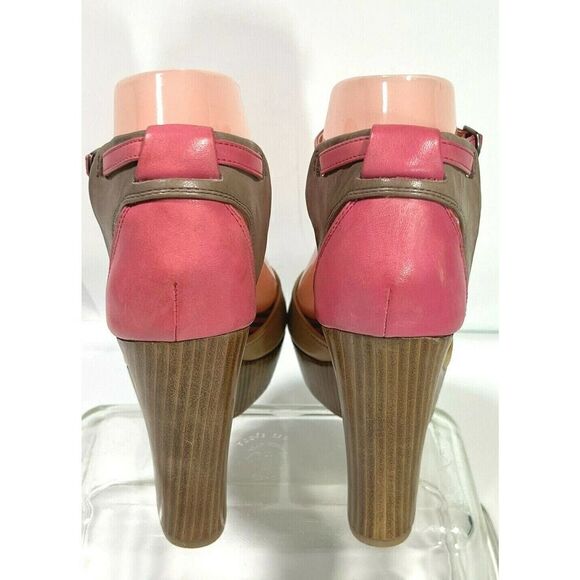 Splendid Nude Pink Platform Sandal Size 7.5 US Ankle Strap Faux Wood Chunky Heel - Picture 2 of 12